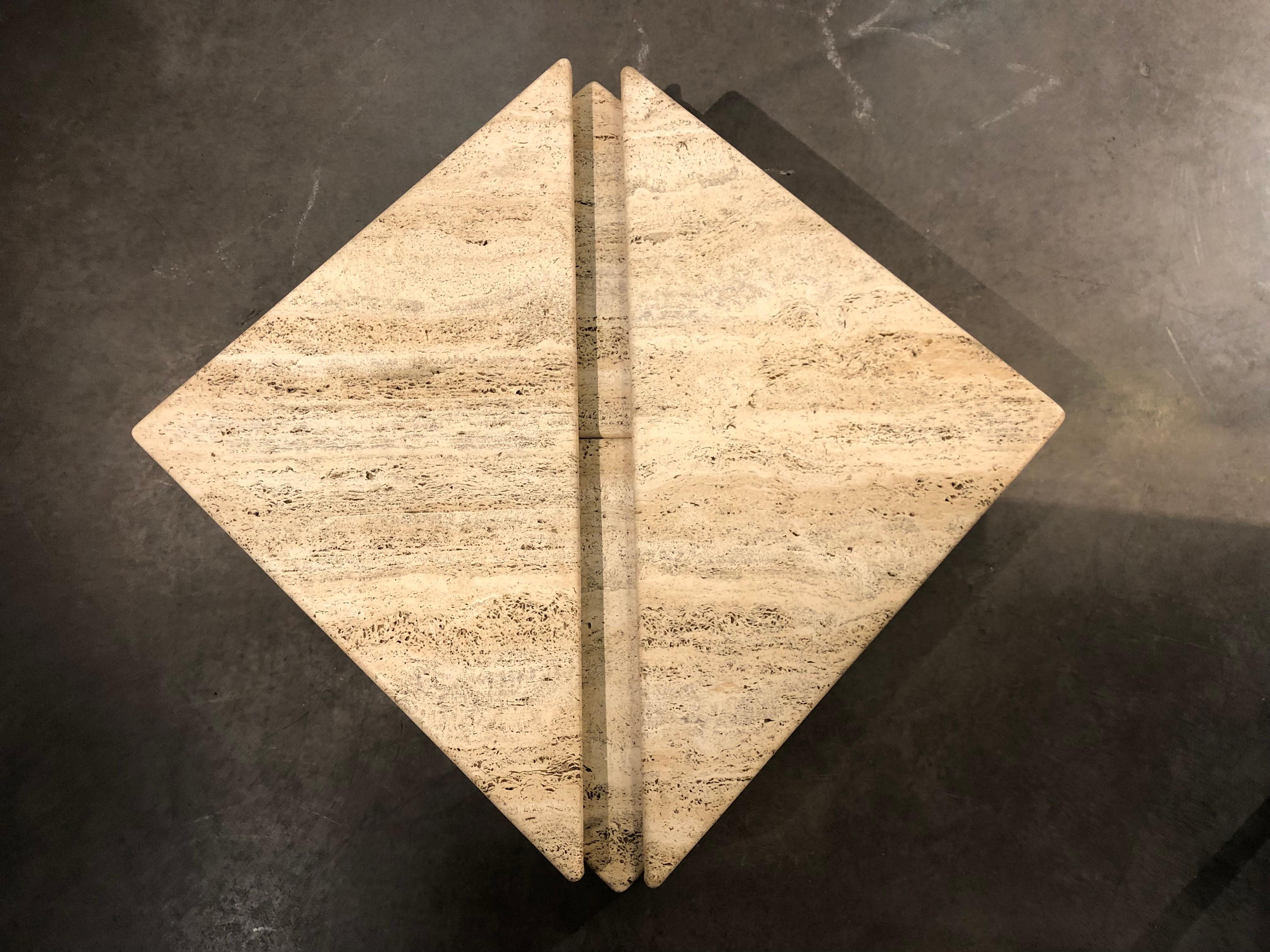 Coffee Table or End Table in 4 Triangle Travertine Parts 1970 6