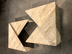 Coffee Table or End Table in 4 Triangle Travertine Parts 1970