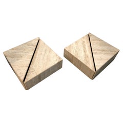 Coffee Table or End Table in 4 Triangle Travertine Parts 1970
