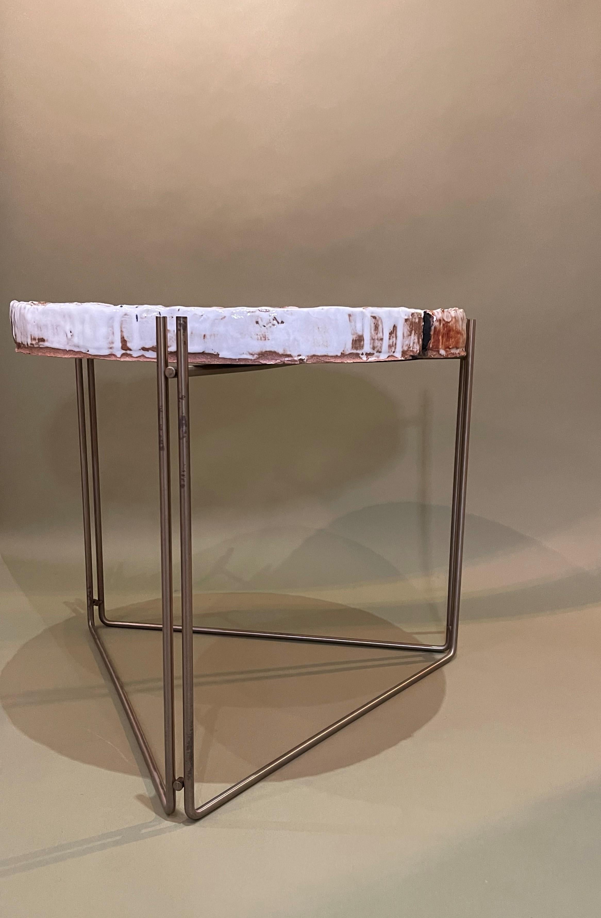 Coffee Table 'or Side' Ceramic Top & S Steel by Hannelore Freer and Filipe Ramos 1