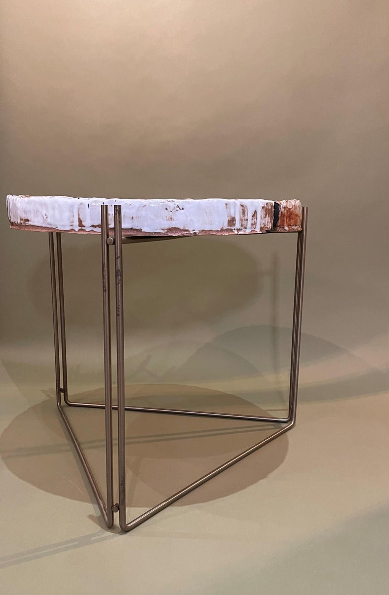 Coffee Table 'or Side' Ceramic Top & S Steel by Hannelore Freer and Filipe Ramos For Sale 1