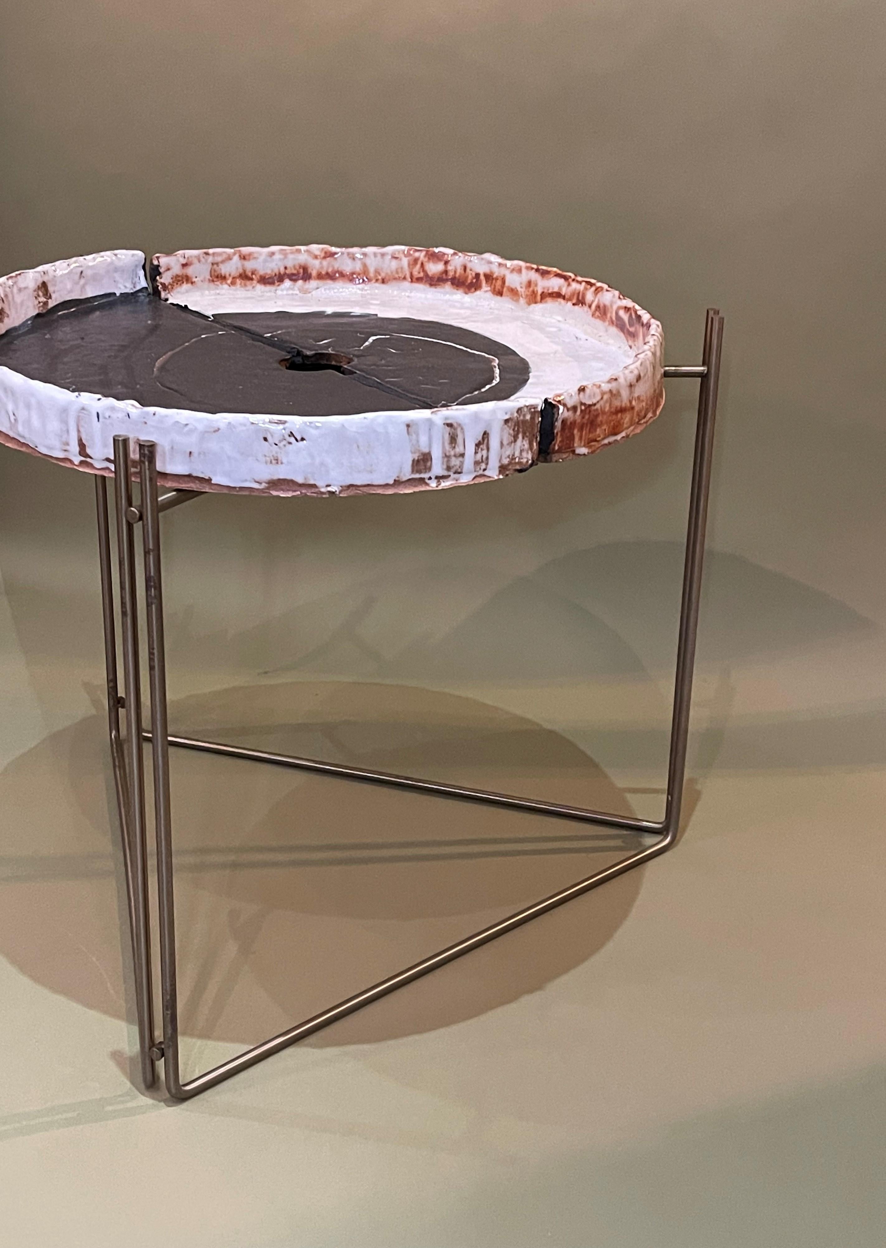 Coffee Table 'or Side' Ceramic Top & S Steel by Hannelore Freer and Filipe Ramos 2