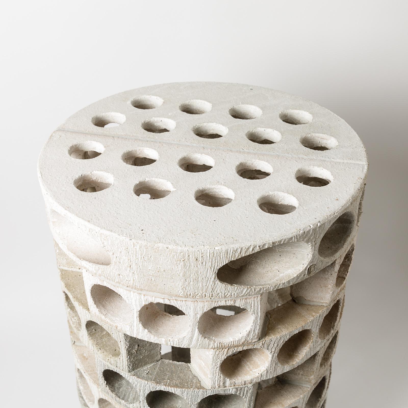 Coffee Table or Stool with Grey, White Glaze Decoration by Maarten Stuer In New Condition For Sale In Saint-Ouen, FR