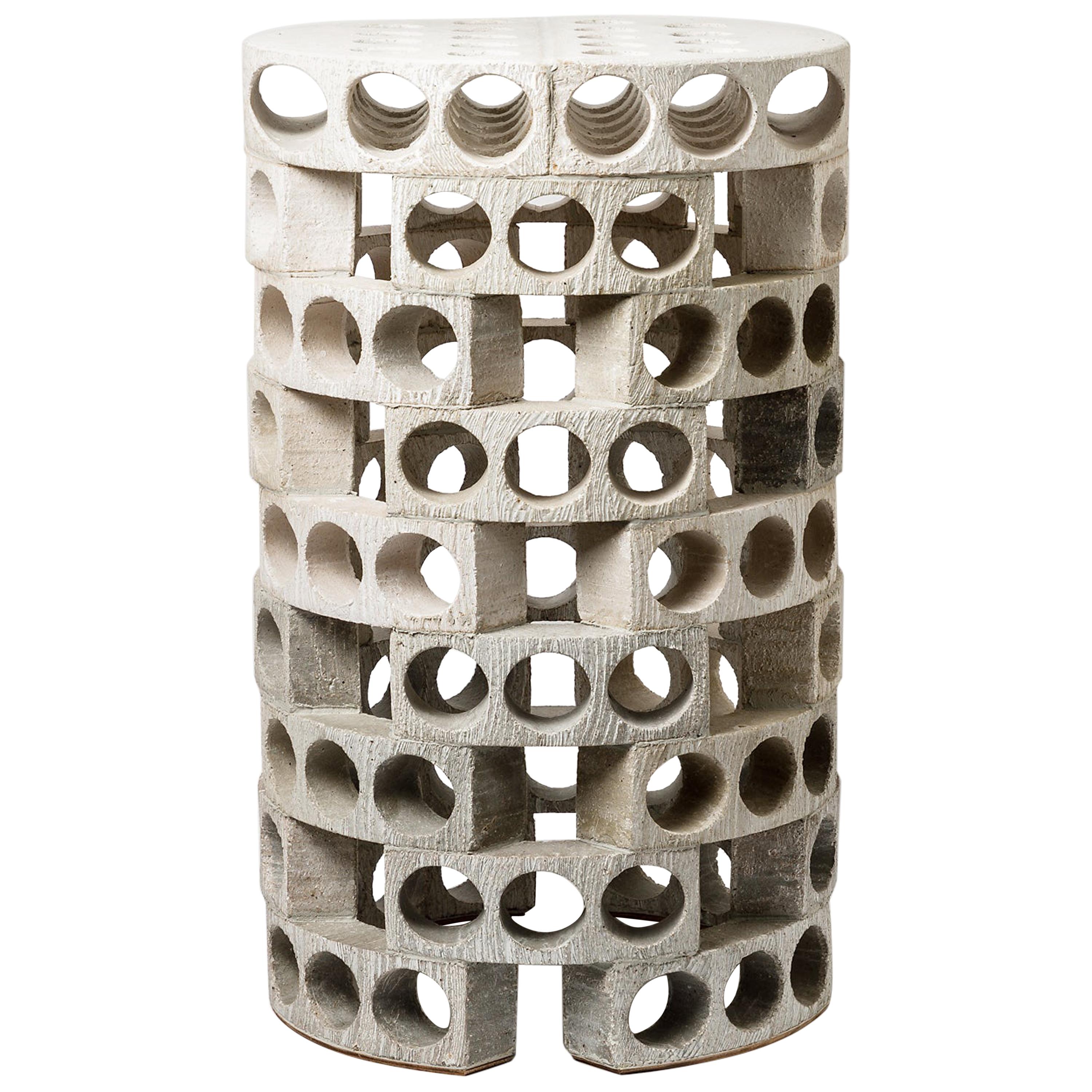 Table basse ou tabouret à décor de glaçure grise et blanche de Maarten Stuer