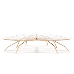 Coffee Table, Organic Modern, Butterfly-Shaped, Hand-Painted Polished Brass