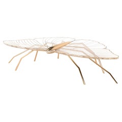 Coffee Table, Organic Modern, Butterfly-Shaped, Hand-Painted Polished Brass
