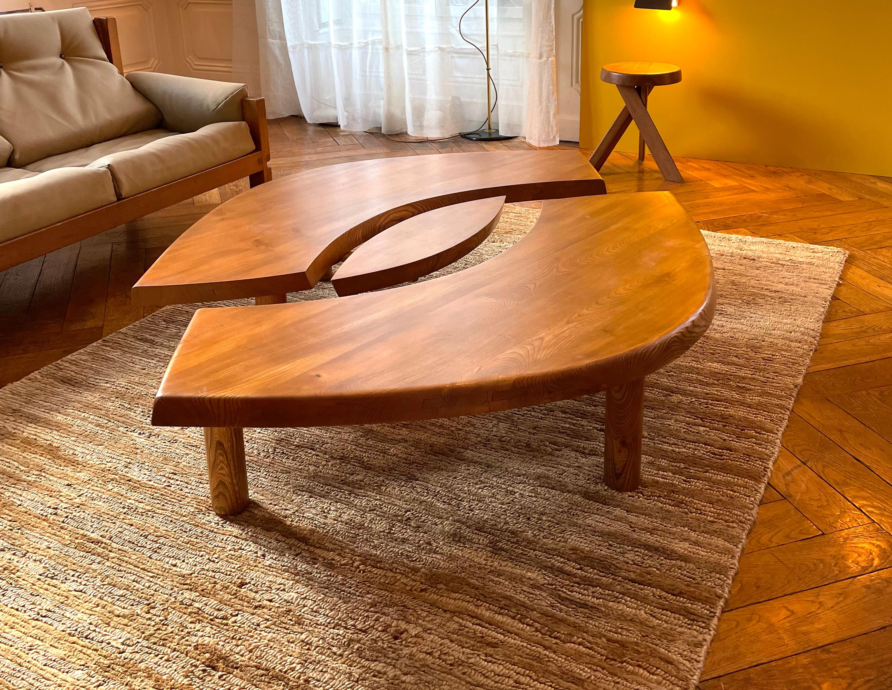 Coffee Table Pierre Chapo T 22 C French Solid Elm, 1977 5