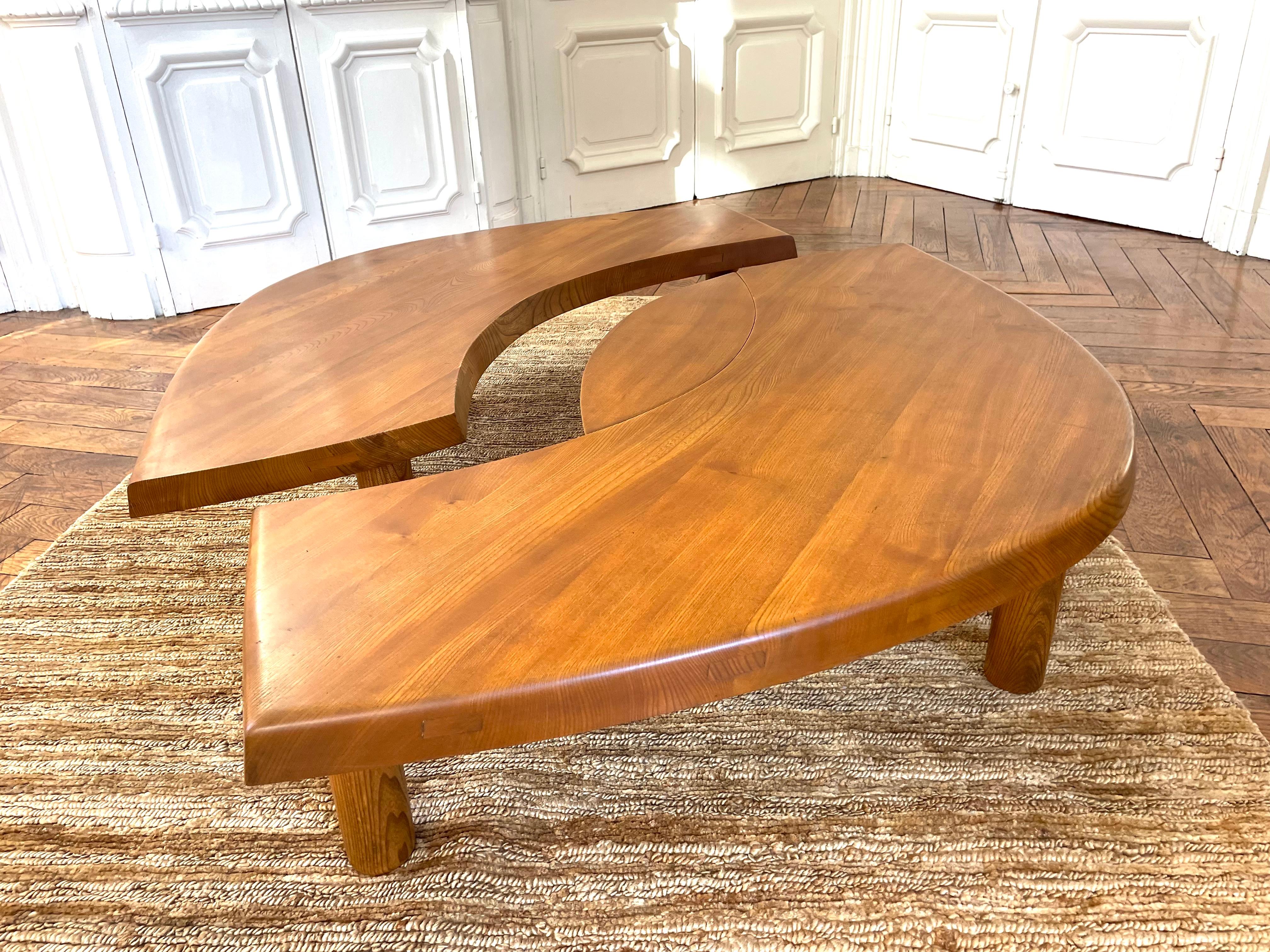 Coffee Table Pierre Chapo T 22 C French Solid Elm, 1977 7