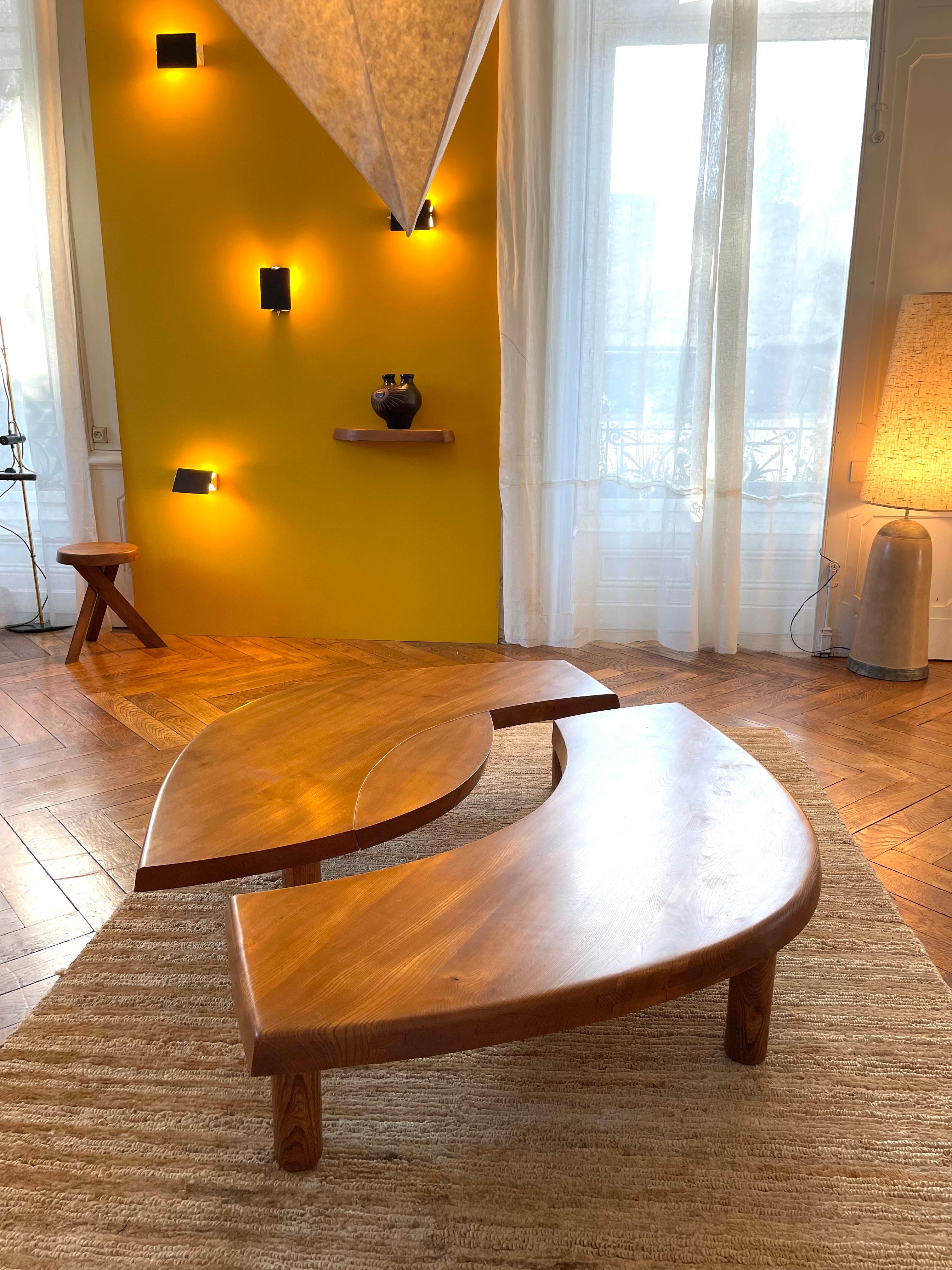 Late 20th Century Coffee Table Pierre Chapo T 22 C French Solid Elm, 1977
