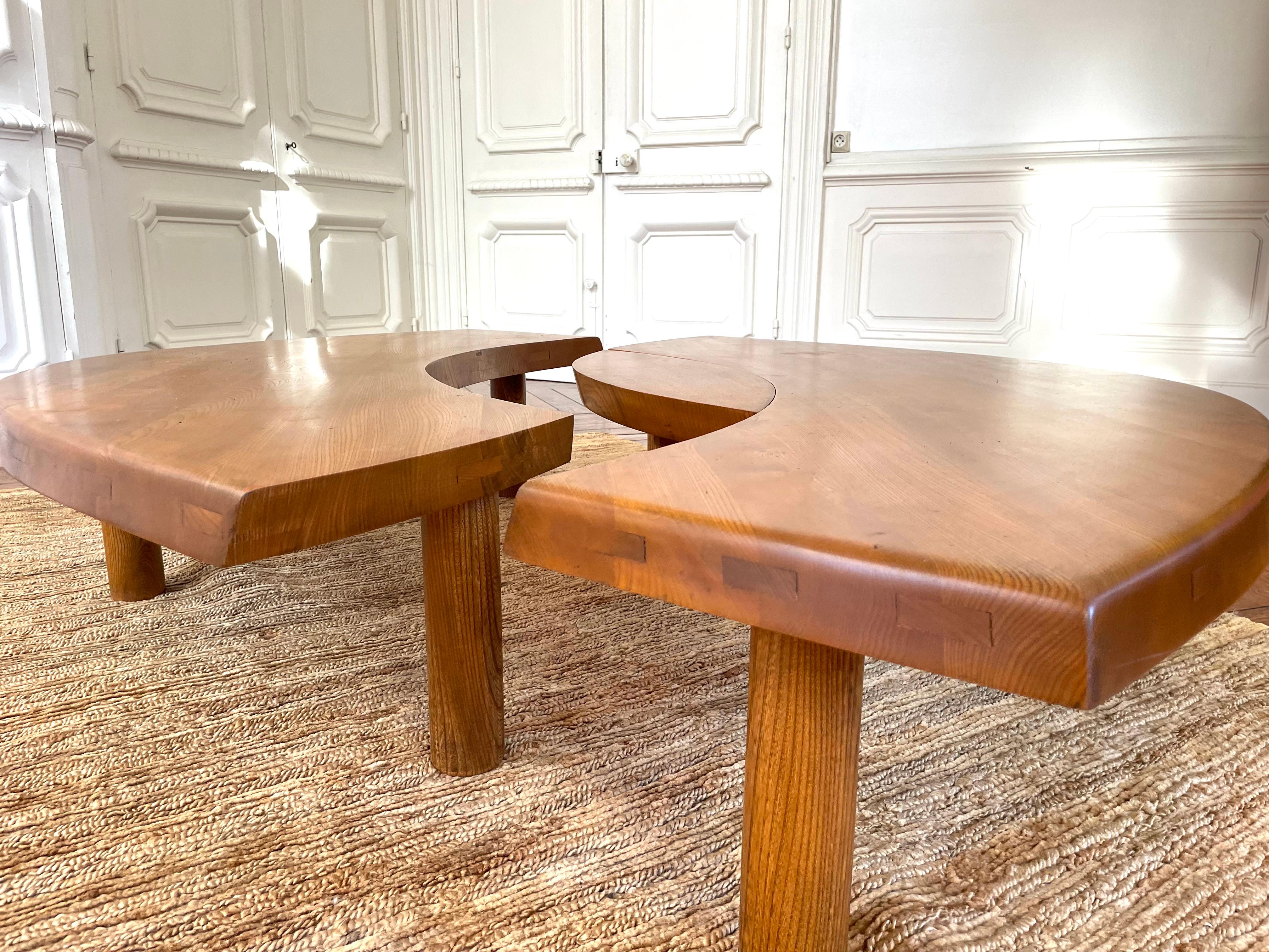Coffee Table Pierre Chapo T 22 C French Solid Elm, 1977 2