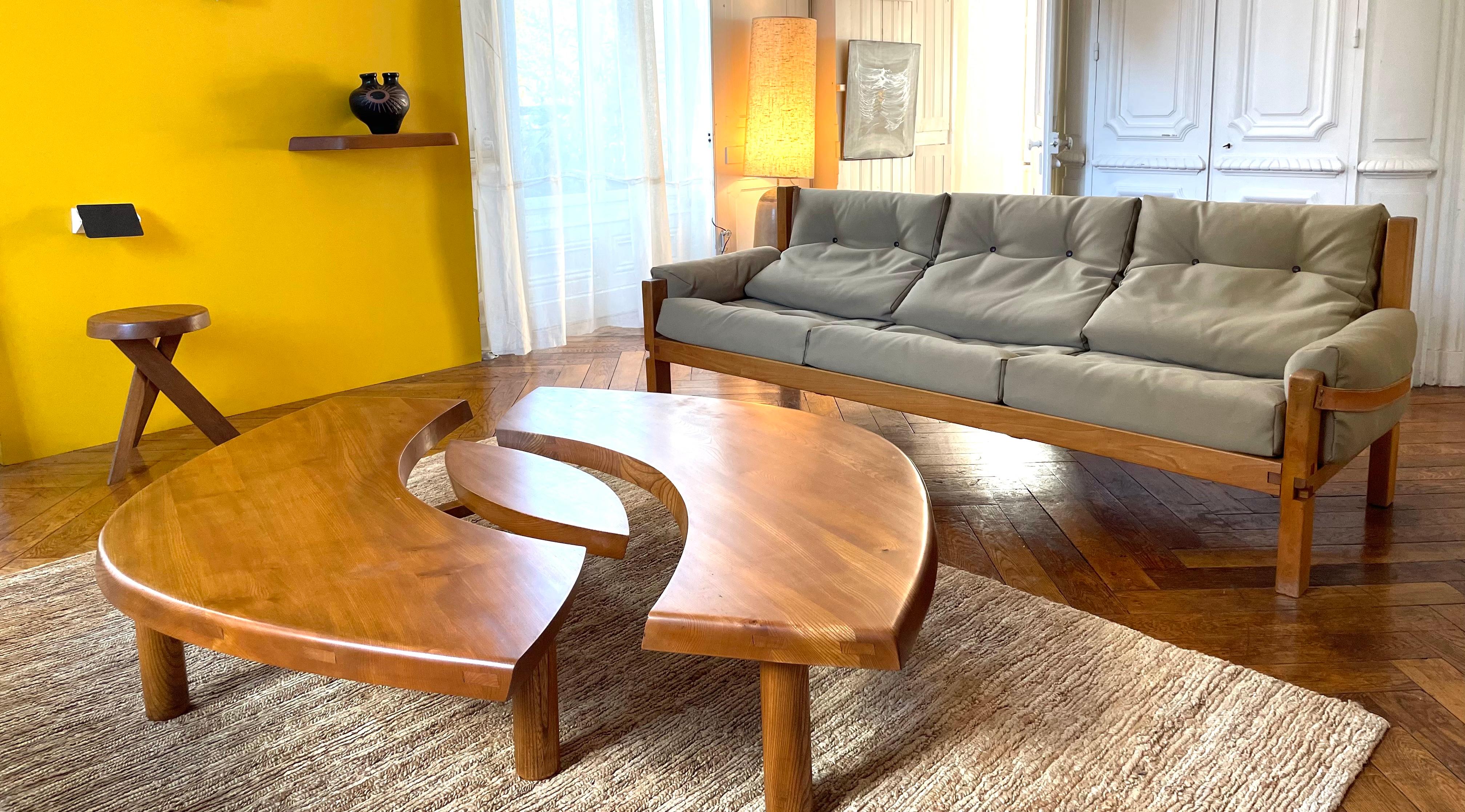 Coffee Table Pierre Chapo T 22 C French Solid Elm, 1977 4