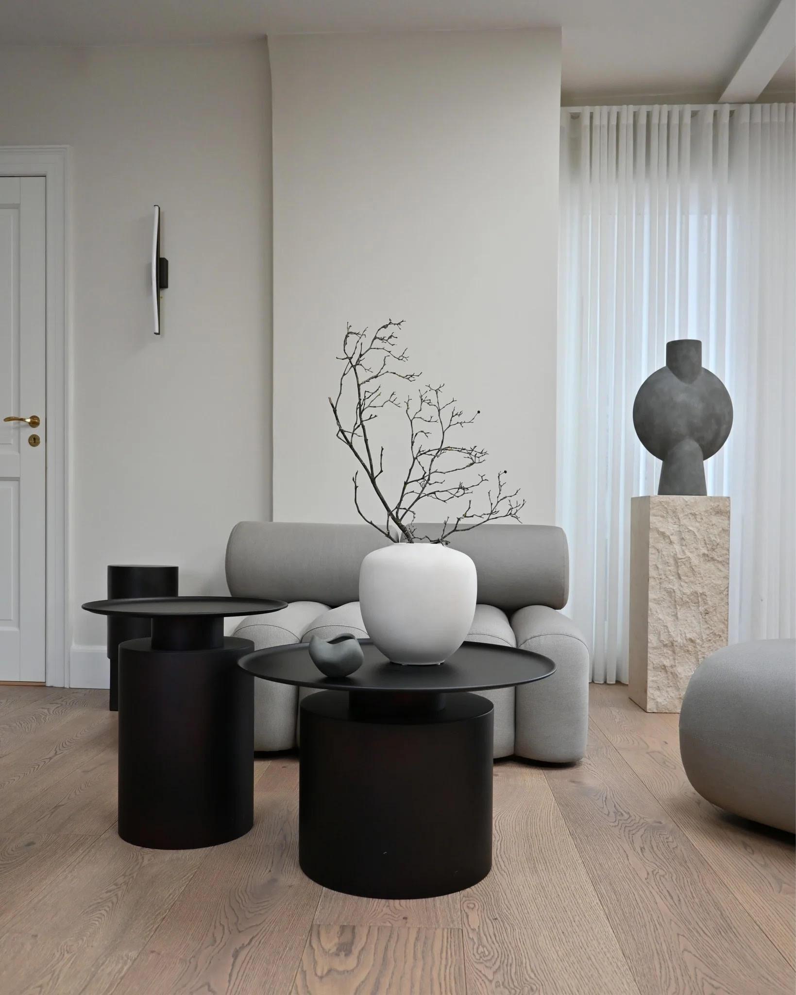 French Coffee Table, Pillar Model, Design Like a Modern Sculpture in plated metal. For Sale