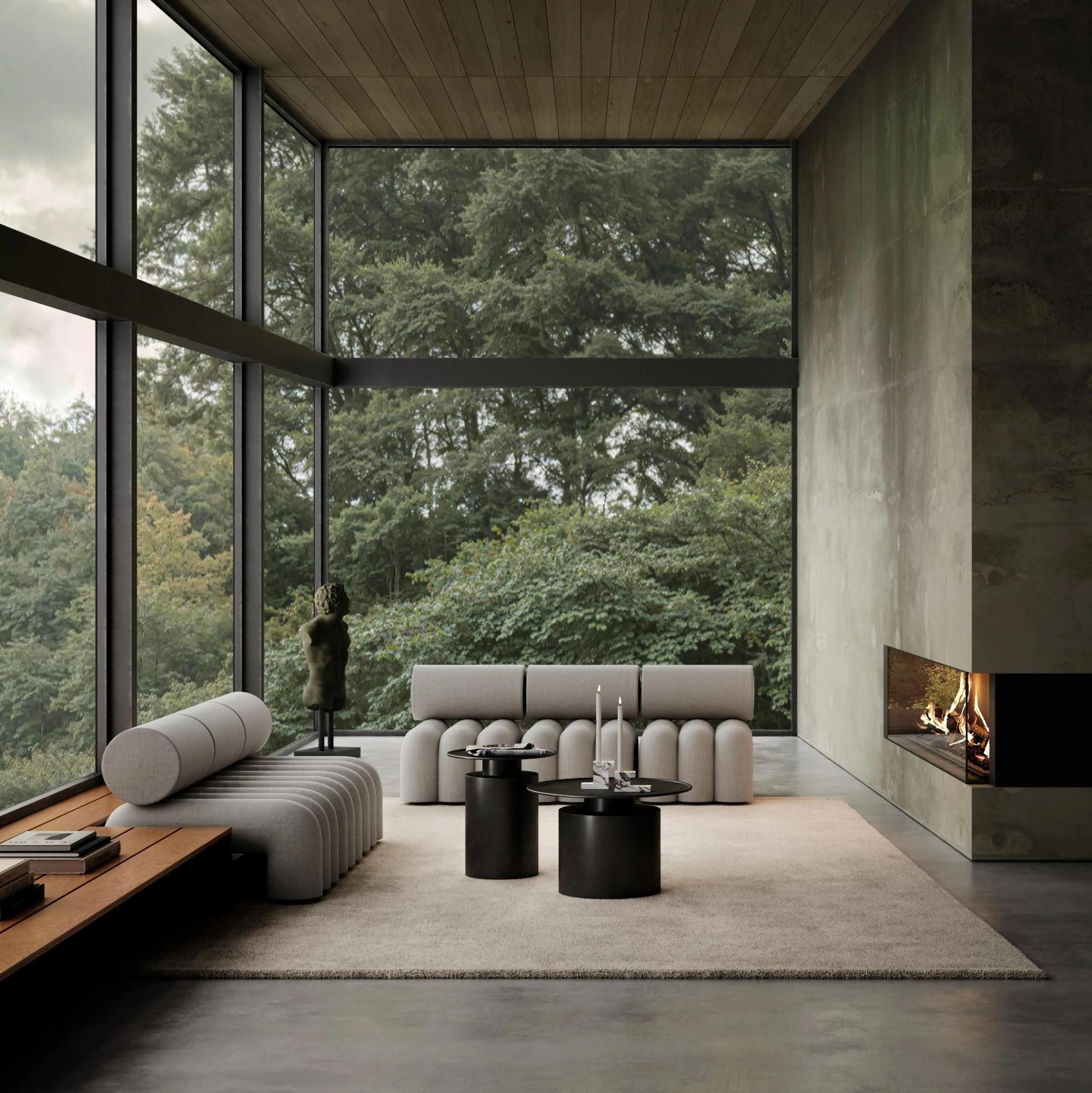 Plated Coffee Table, Pillar Model, Design Like a Modern Sculpture in plated metal. For Sale