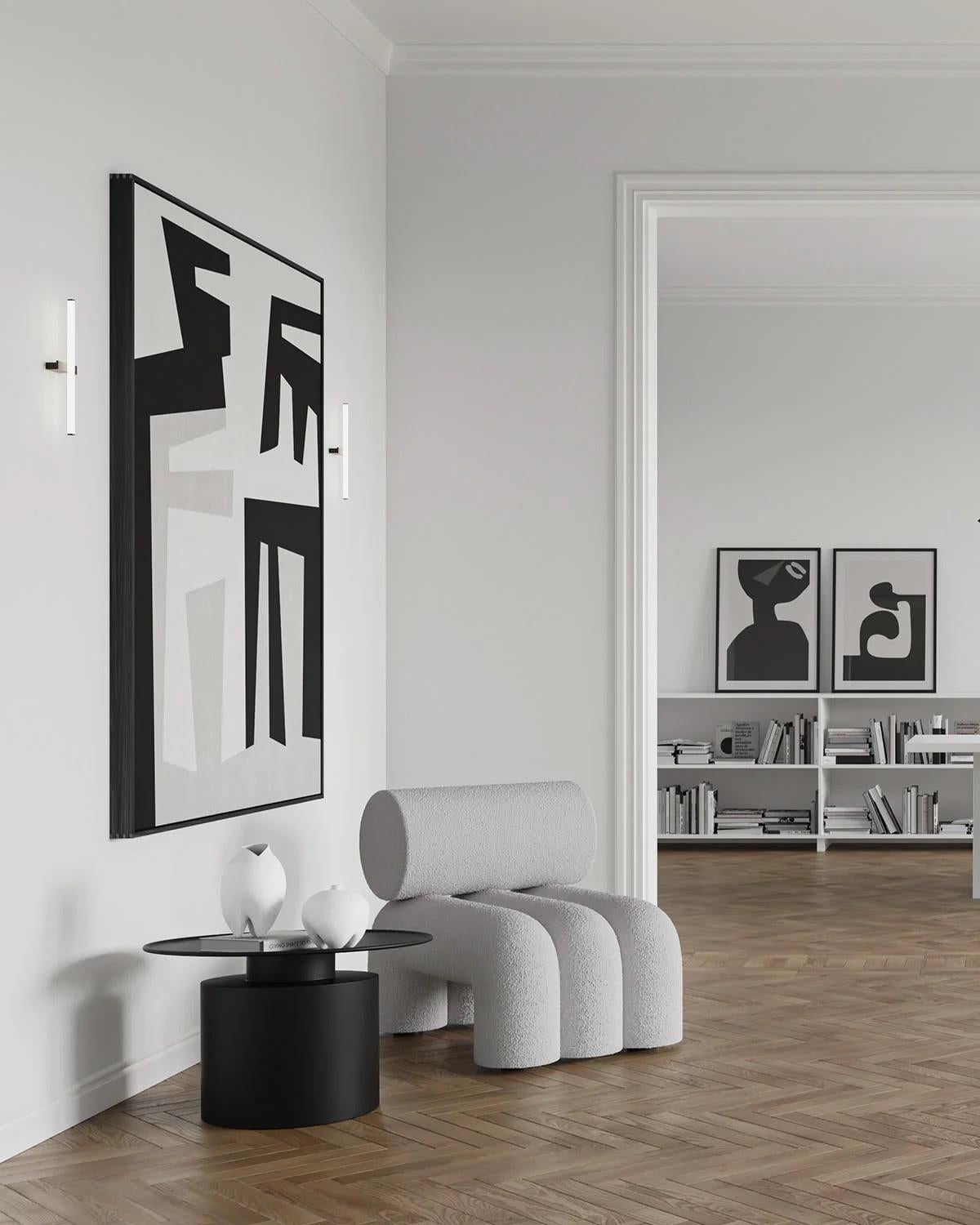 Contemporary Coffee Table, Pillar Model, Design Like a Modern Sculpture in plated metal. For Sale