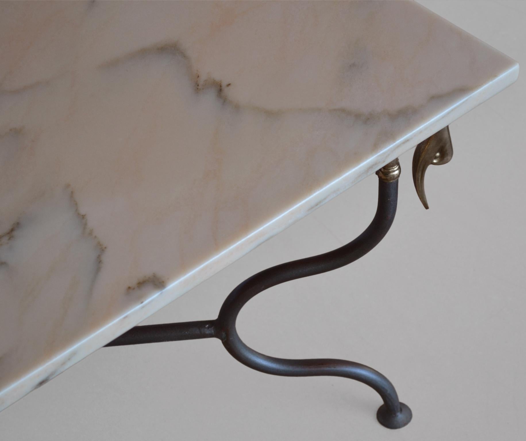 Coffee table Pink marble top,  wrought iron base, handmade in Italy available In New Condition For Sale In Rimini, IT