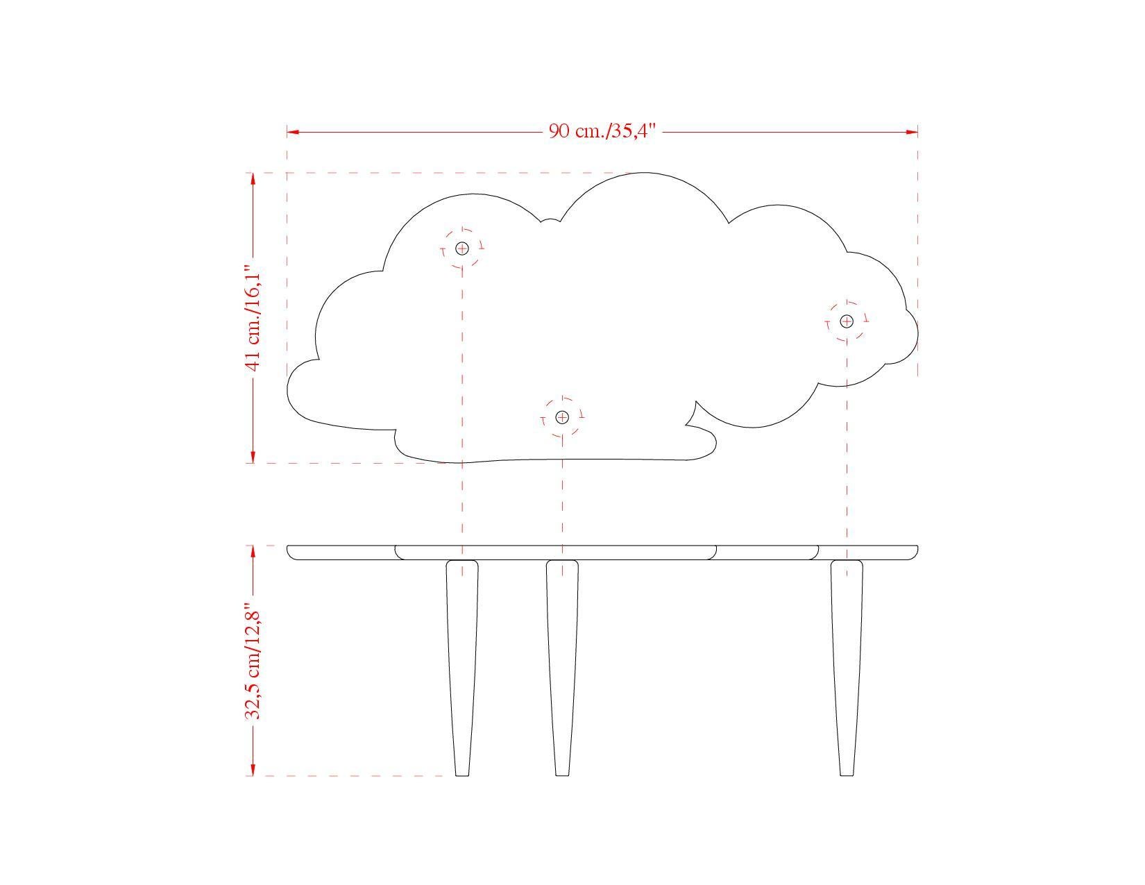 Hand-Crafted Coffee Table Pink Scagliola Artistic Top Cloud Shape White Wooden Legs Handmade