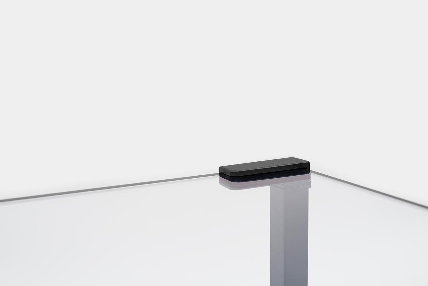 Minimalist Coffee Table Charcoal  Black Glass 