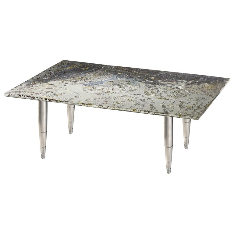 21st Century Table - Pluto Planet - Pewter Murano Glass Xavier Lavergne  France For Sale at 1stDibs