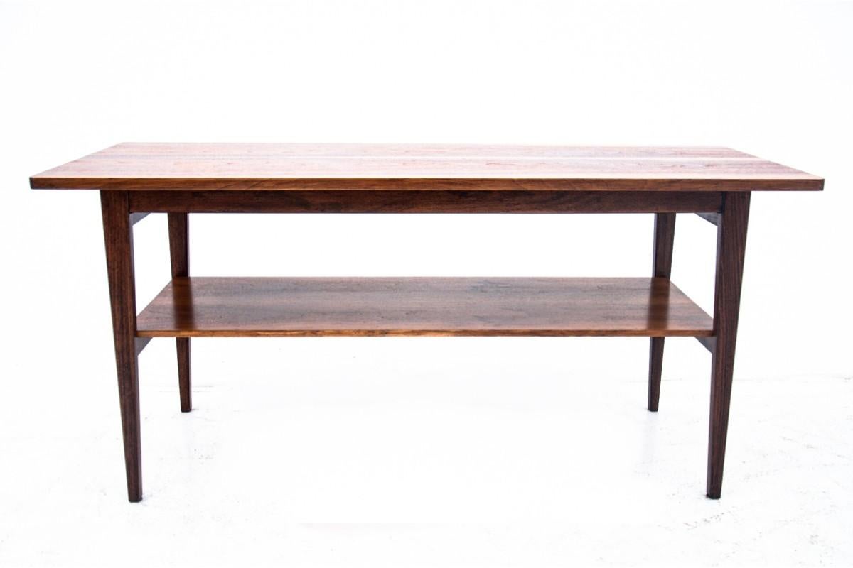 Table, Poland, 1950s.

Table top veneered with richly grained walnut, the table also has a second top mounted halfway up the legs.

Very good condition, after renovation. The wood has been cleaned and finished with a durable semi-matt
