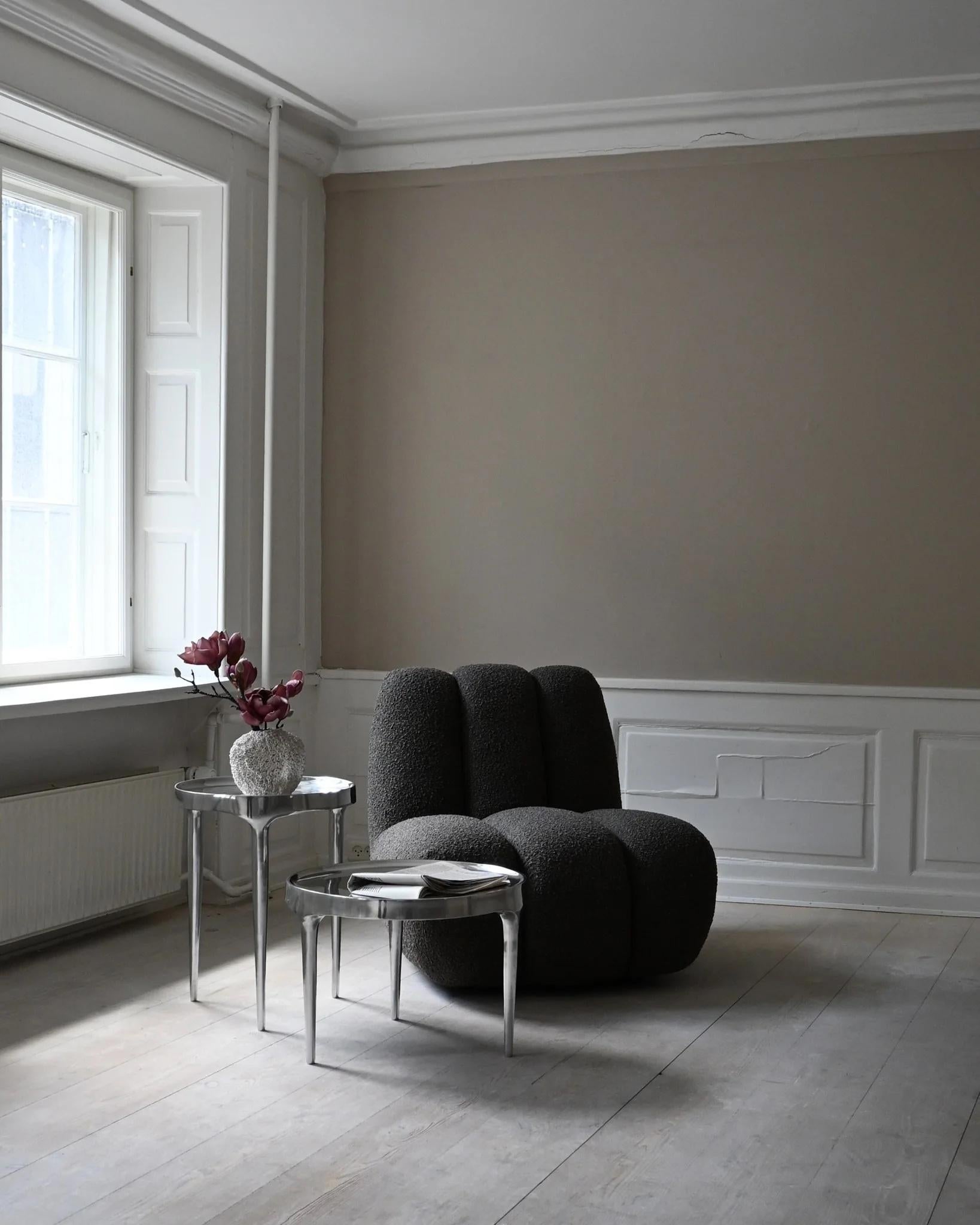 Coffee Table, Polished Cast Aluminium and Chrome, Contemporary Work. In New Condition For Sale In Saint-Ouen, FR