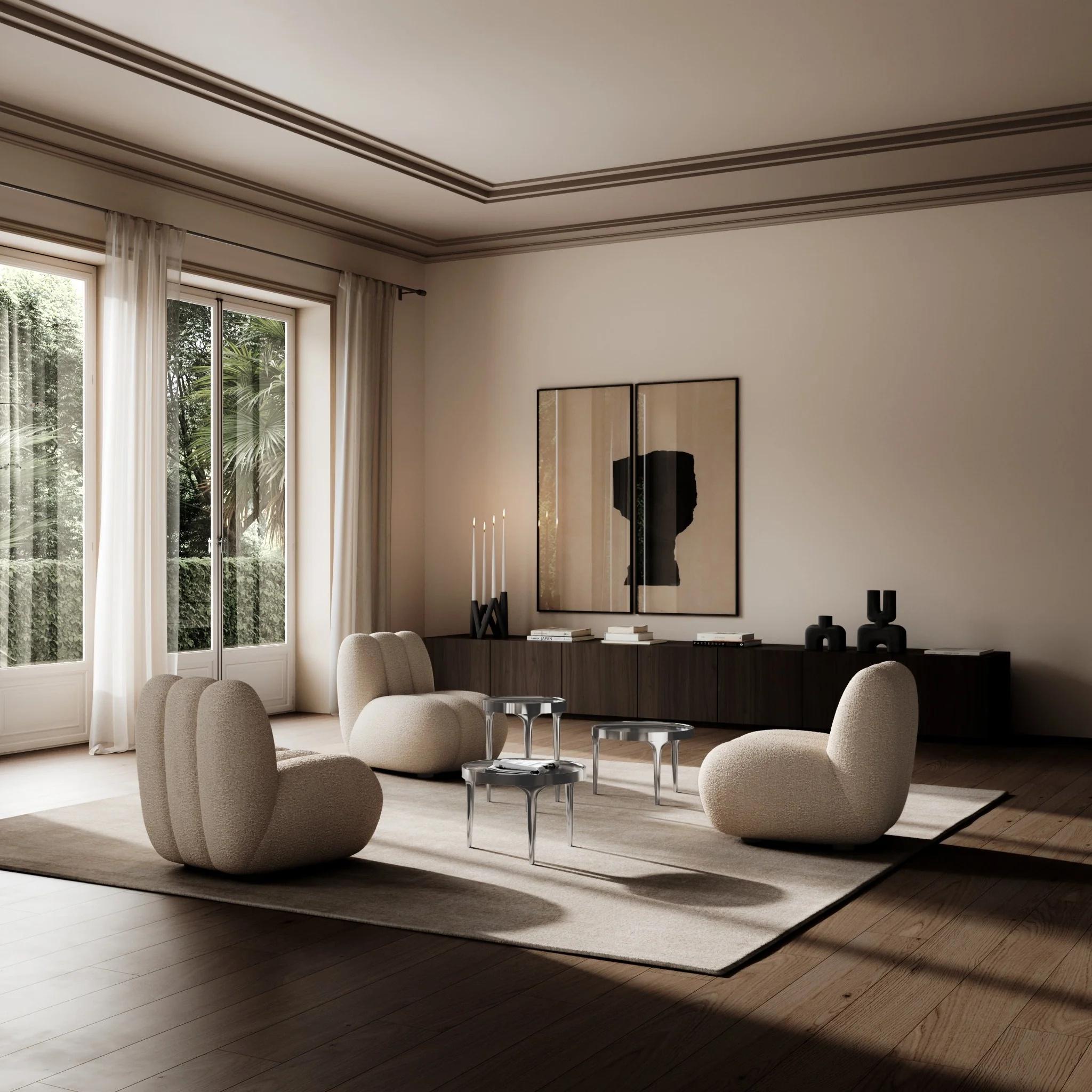 Coffee Table, Polished Cast Aluminium and Chrome, Contemporary Work. For Sale 1