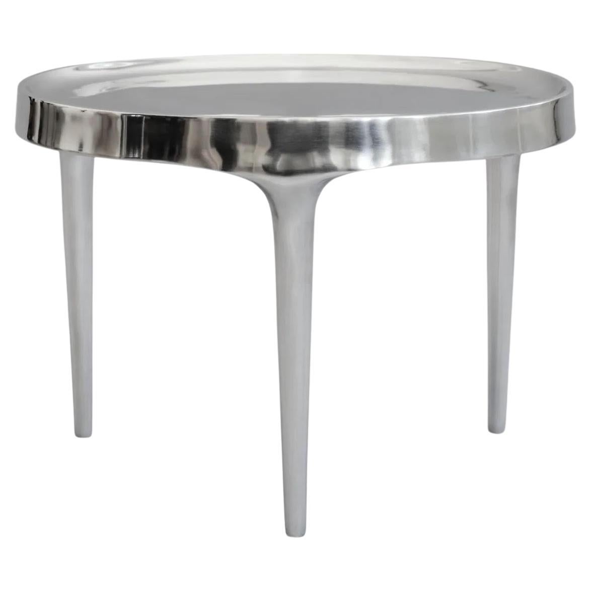 Couchtisch, polierter Aluminiumguss und Chrom, Contemporary Work.
