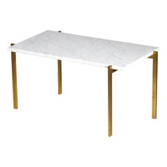 Coffee Table Poul Kjaerholm Style Brass and Carrare Marble, 1960s