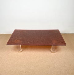 Table basse en lucite violette effet glace, style Willy Rizzo, Italie, années 1980