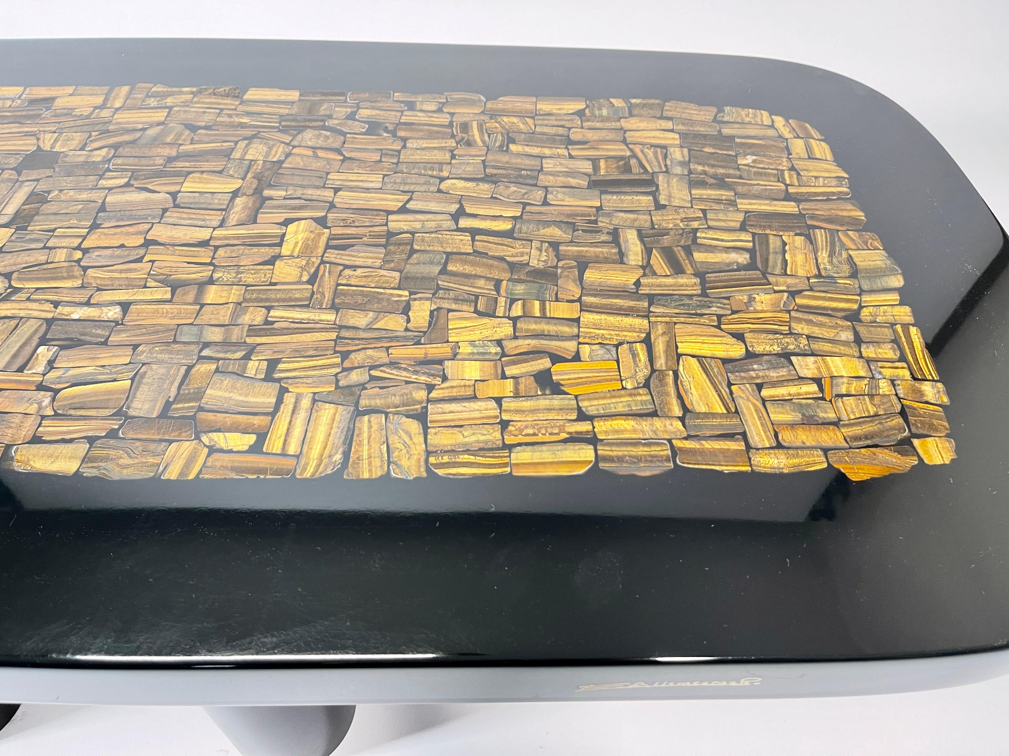 Mid-Century Modern Coffee Table Rectangular in Tiger Eyes by Etienne Allemeersch