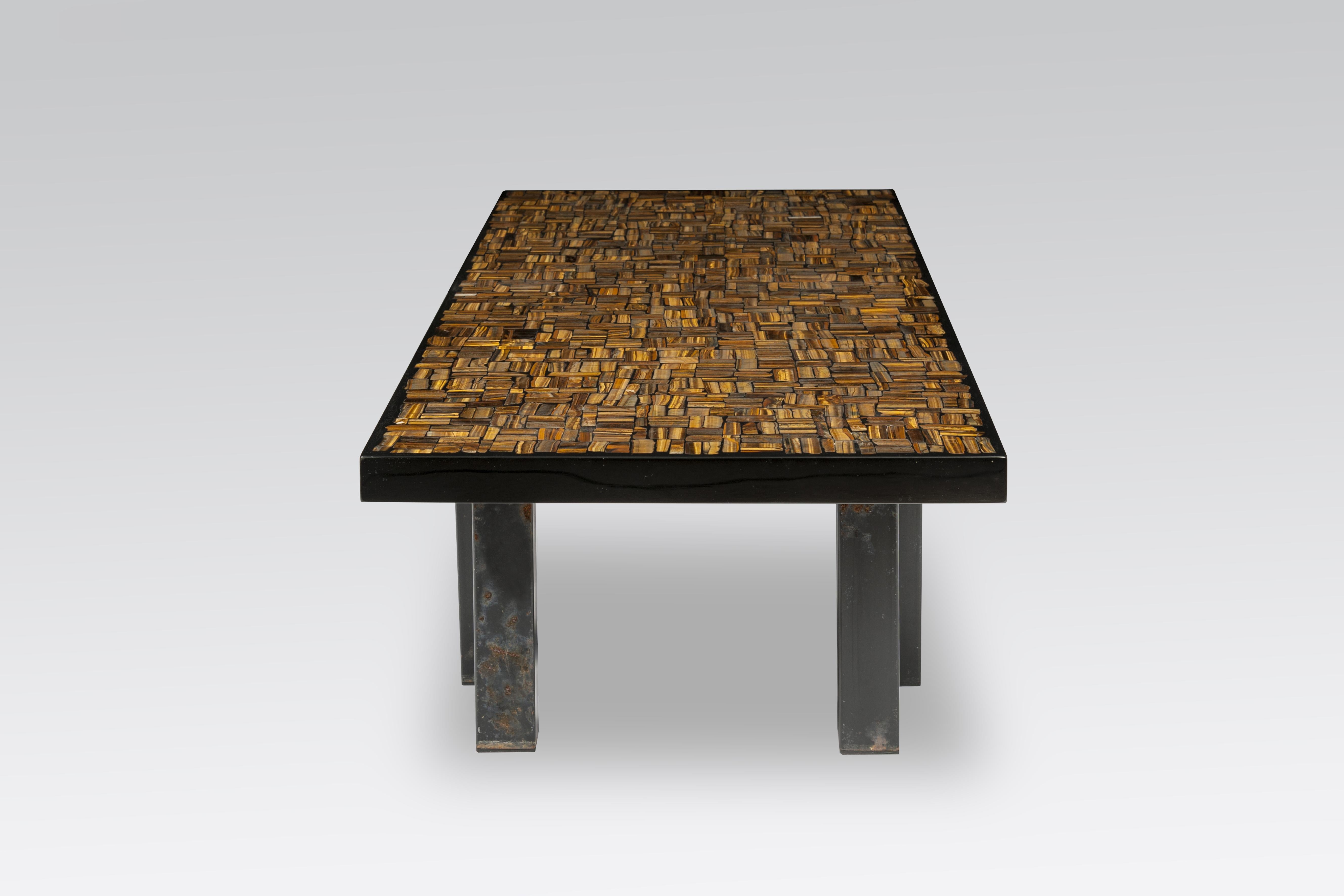 Mid-Century Modern Coffee Table Rectangular in Tiger Eyes by Etienne Allemeersch