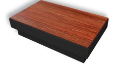 Coffee Table Red Travertine, Black Wooden Base Handmade in Italy by Cupioli