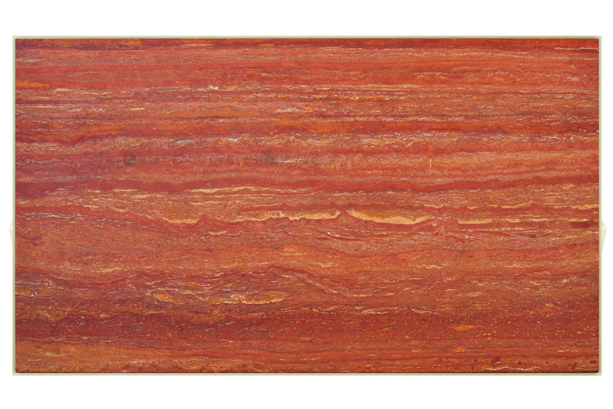 red travertine side table