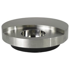 Coffee Table revolving Willy Rizzo TRG. Brushed Steel, Italy 1970. Mid-century