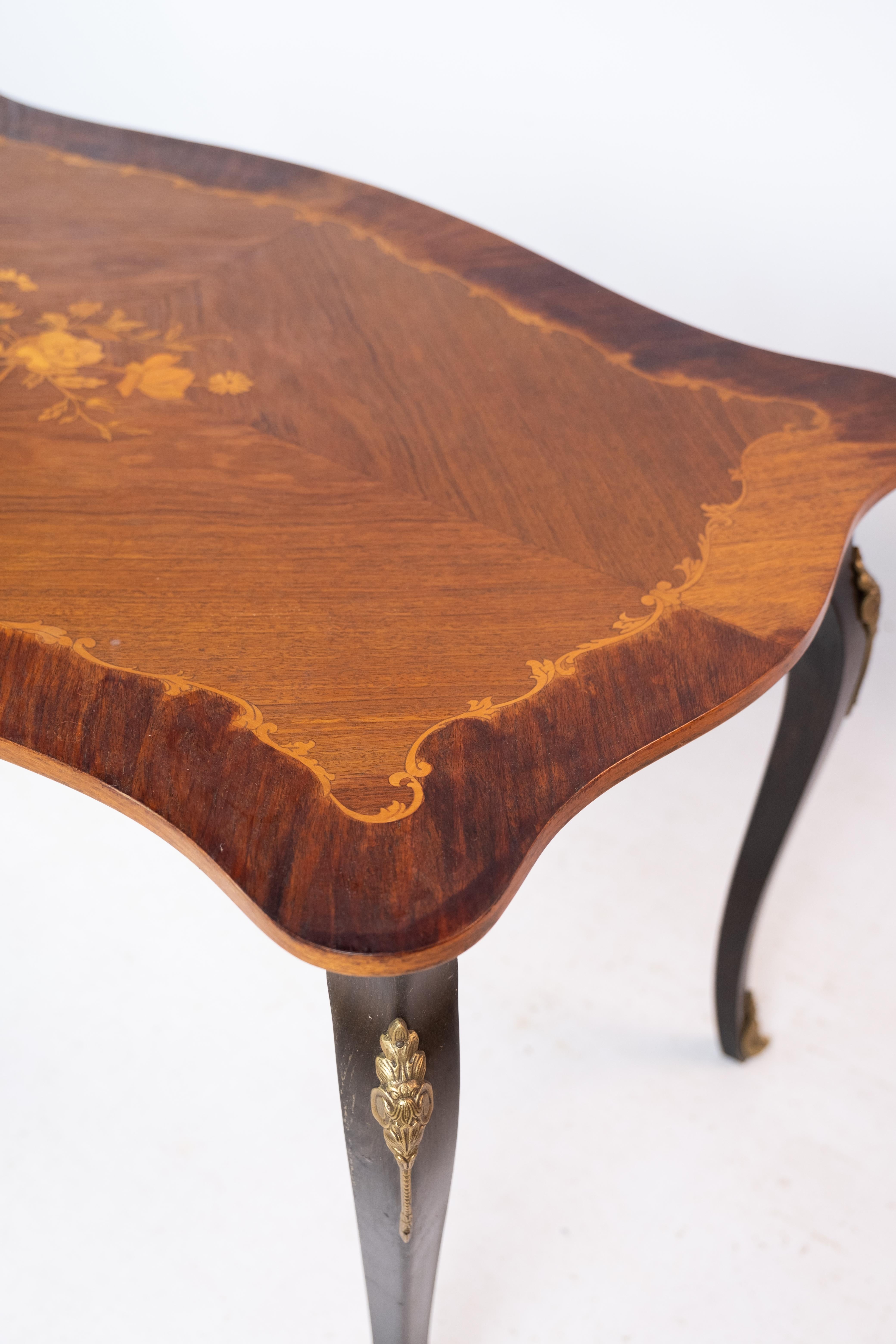 Danish Coffee Table, Rococo, Rosewood, Marquetry, 1930 For Sale