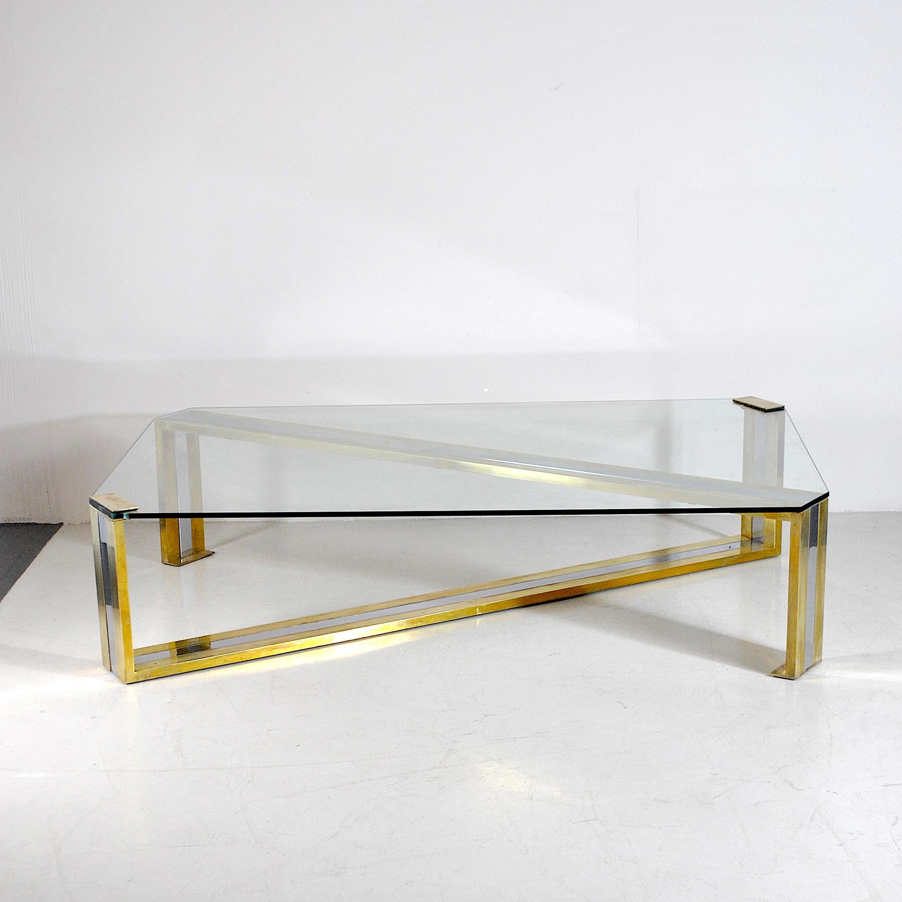 Rare coffee table model with crossover structure by Romeo Rega Italian production 1970s