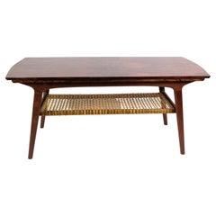 Coffee table, Rosewood, Heltborg Møbler, wicker, 1960