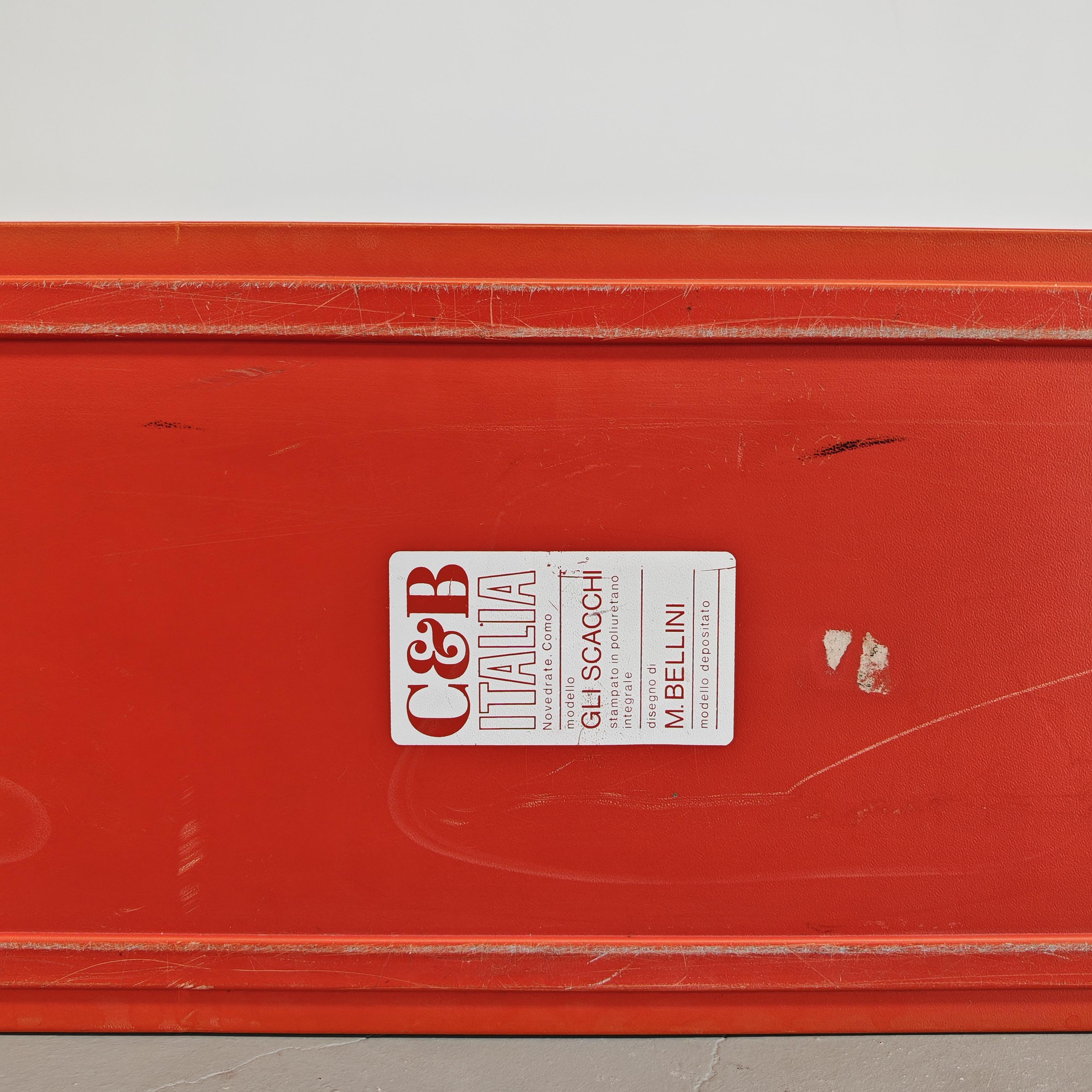 Plastic Coffee Table red 70s composed of 3 modules of 