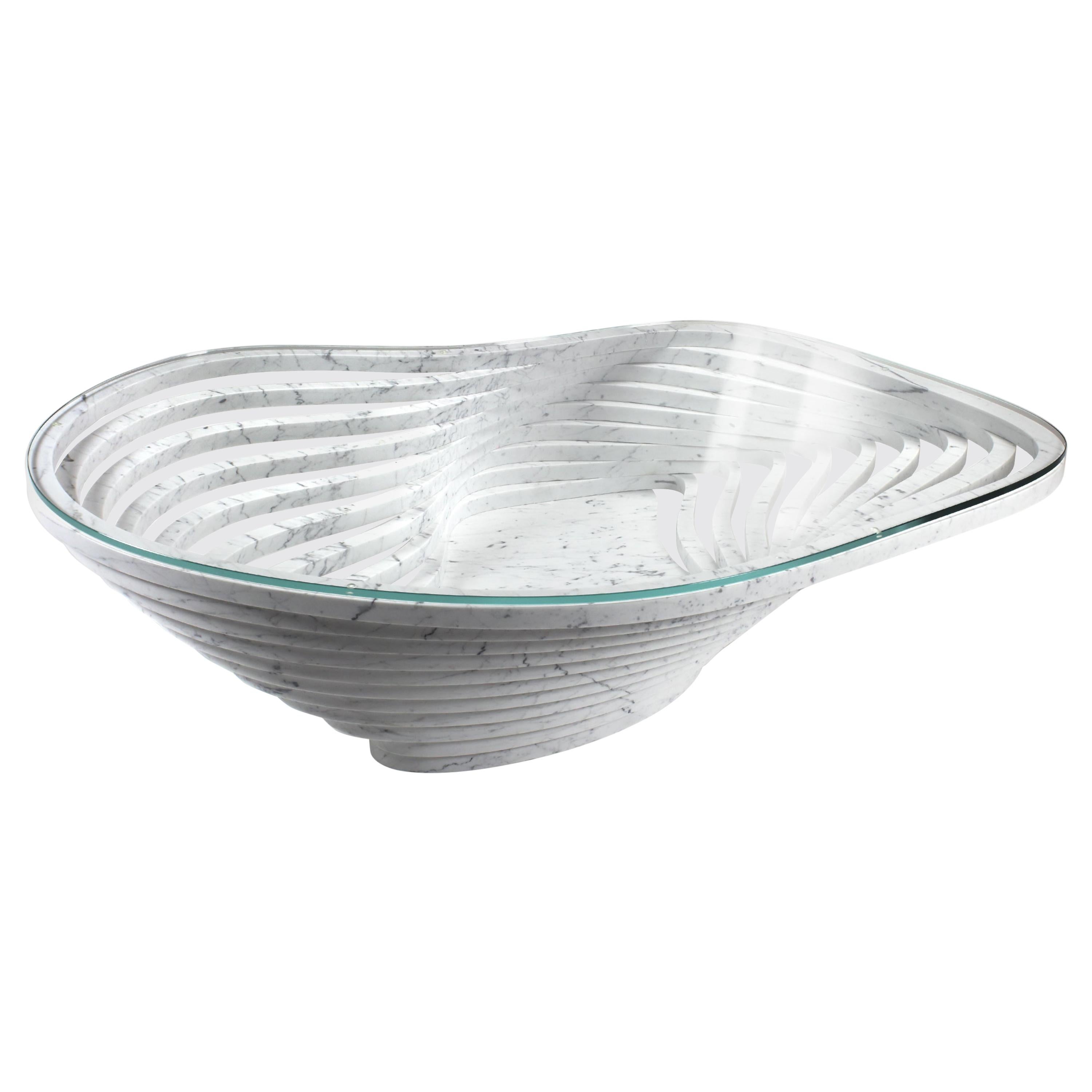 Tavolino da centro Cocktail Tables Bianco Marmo Vetro Cristallo Top Design da collezione