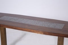 Coffee Table Scandinavian Design in Wood and Silver Plate, 1950s