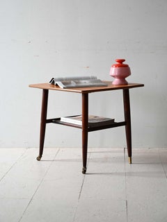 Scandinavian 1960s coffee table with Vienna straw shelf