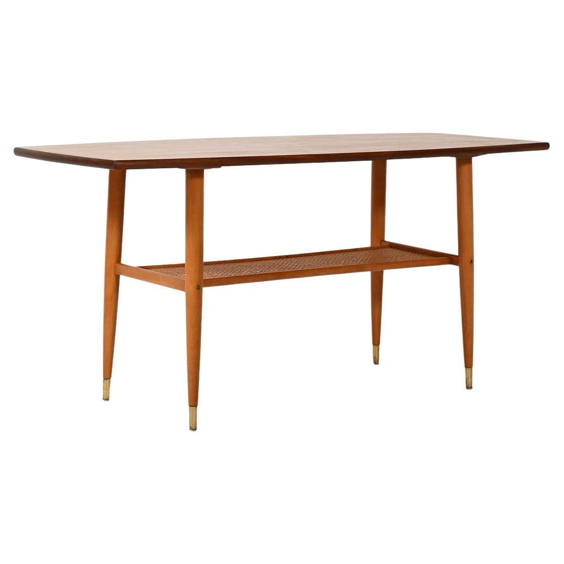Scandinavian vintage teak coffee table with boat top For Sale