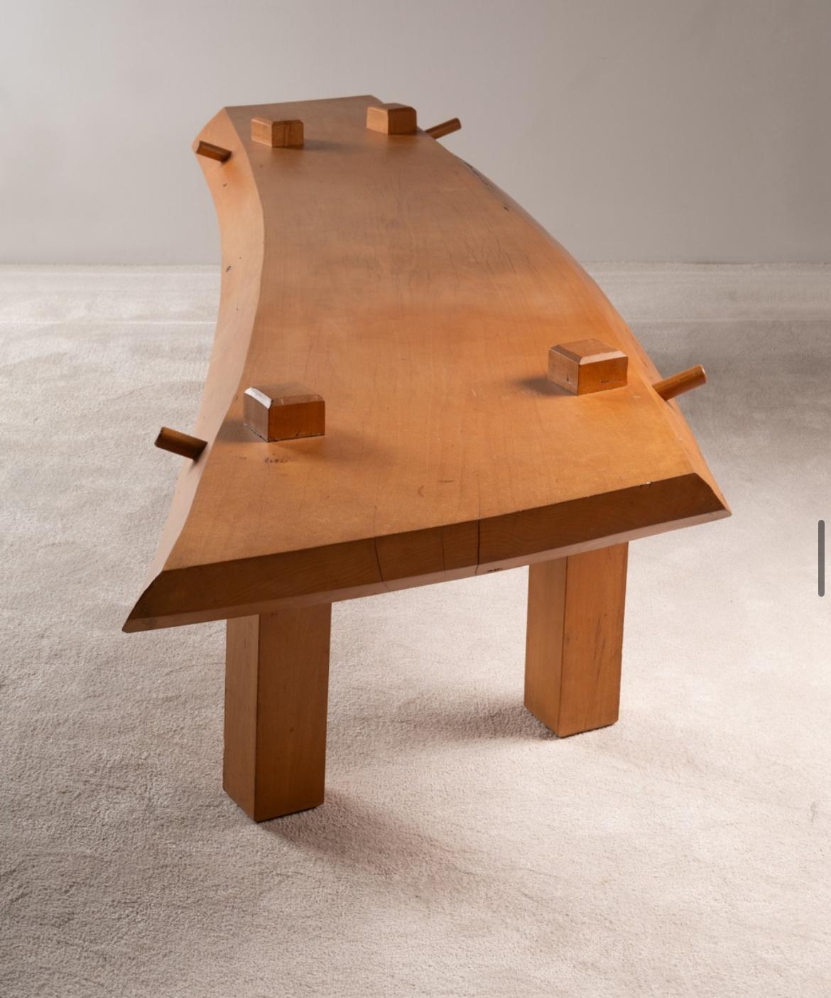 Wood coffee table sculpture from 1970  For Sale