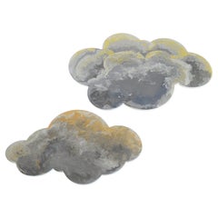 Coffee Table Set Grey Nuance Scagliola Artistic Tops Cloud Shape Plexiglass Legs
