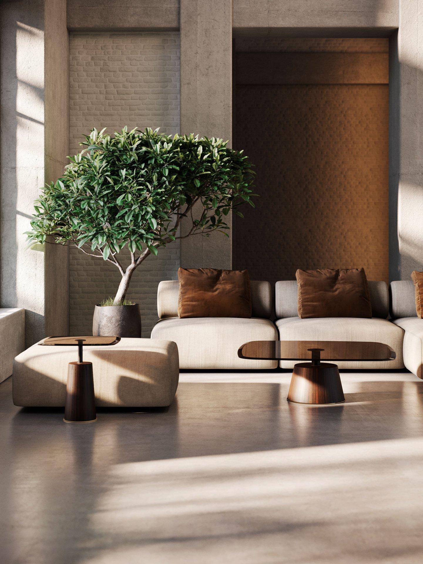 Coffee Table Set In Custom Wood And Lacquer Finishes With Glass Top In New Condition For Sale In NEW YORK, NY