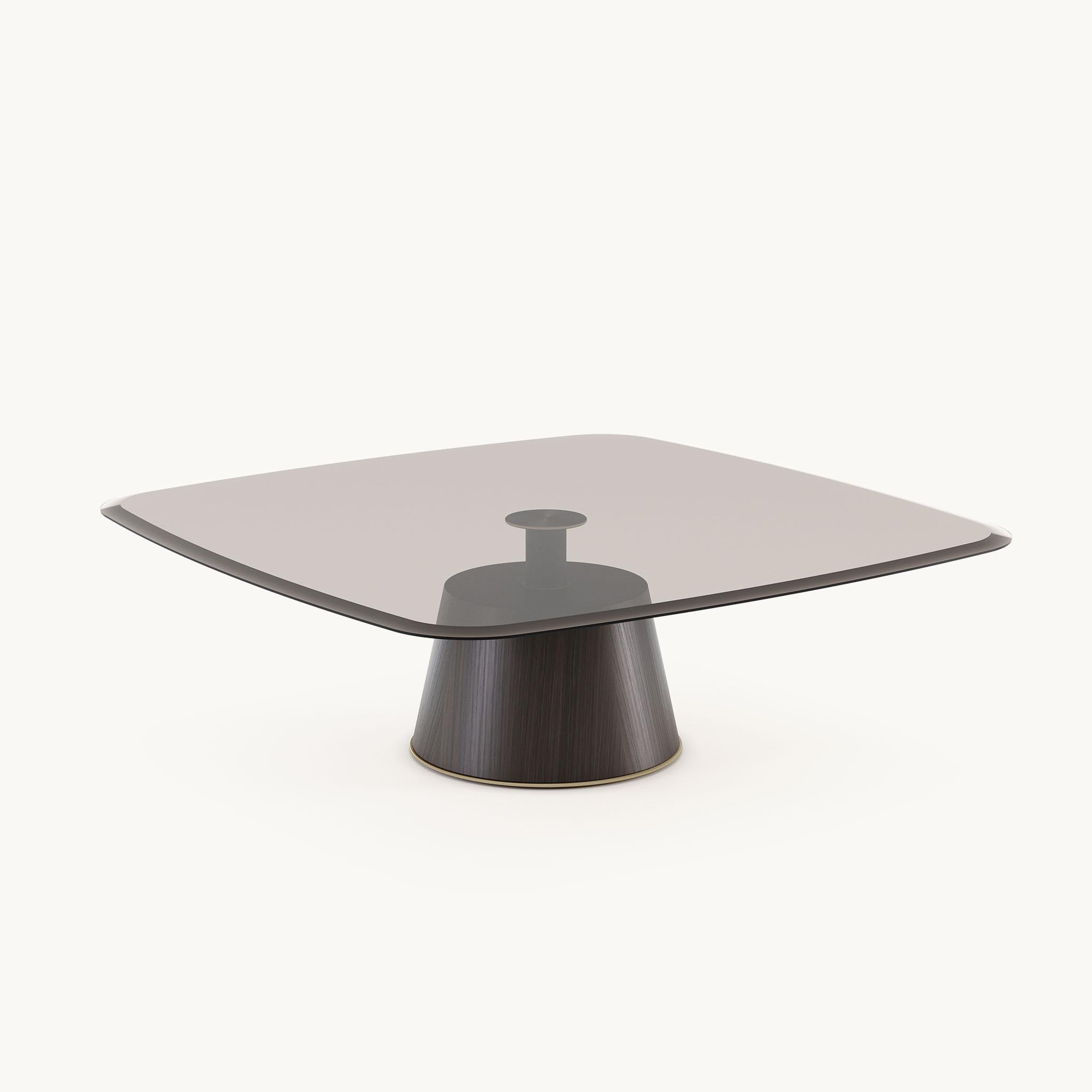 Contemporary Coffee Table Set In Custom Wood And Lacquer Finishes With Glass Top For Sale