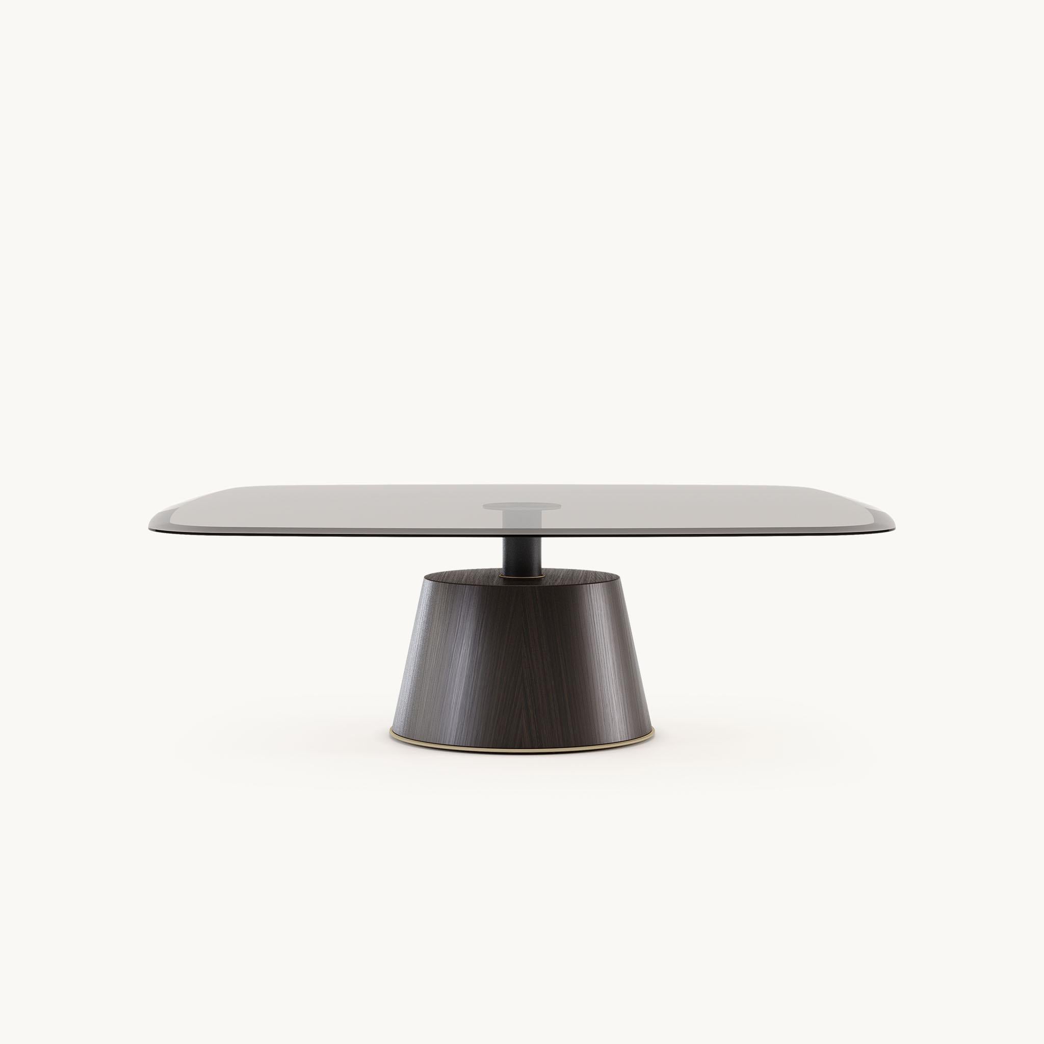 Stainless Steel Coffee Table Set In Custom Wood And Lacquer Finishes With Glass Top For Sale
