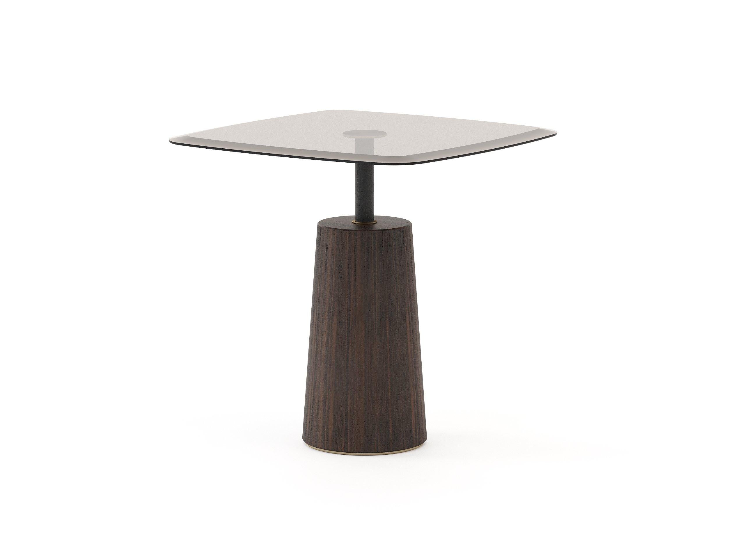 Modern Coffee Table Set of 2, Bronze Glass/Fumed Eucalyptus