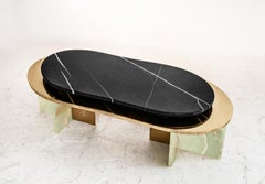 Coffee table Shift Black Marble and Green Onyx by Alter Ego Studio
