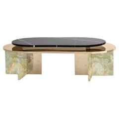 Coffee table Shift Black Marble and Green Onyx by Alter Ego Studio