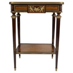 Coffee Table, Side Table, in Marquetry and Gilded Bronze, Napoleon III Period.